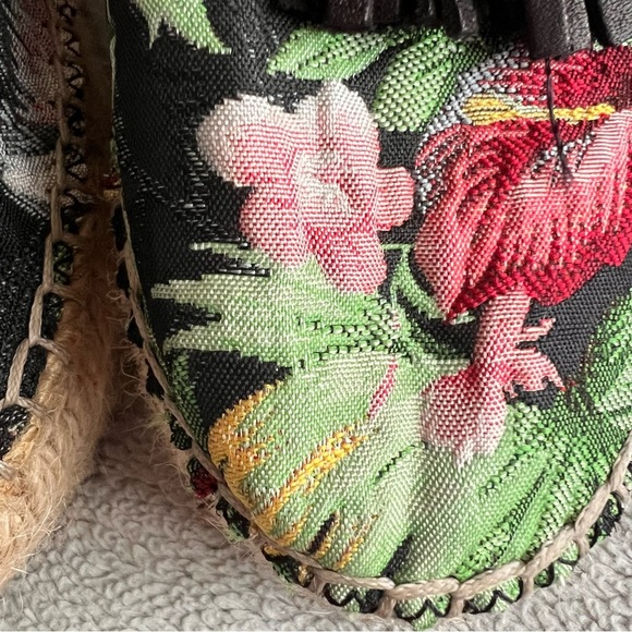 Anthropologie J/Slides Rosa Embroidered Tassel Platform Espadrille Flats Black - Picture 6 of 14